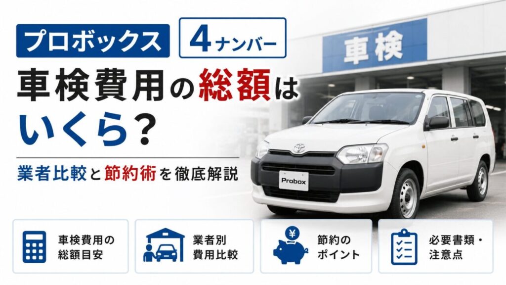 プロボックス 4ナンバー 車検費用の総額はいくら？業者比較と節約術を徹底解説