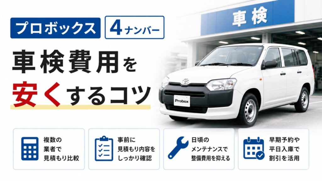 プロボックス 4ナンバー 車検費用を安くするコツ