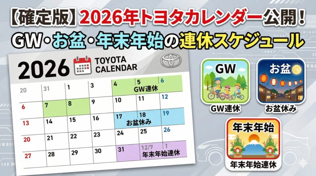 【確定版】2026年トヨタカレンダー公開！GW・お盆・年末年始の連休スケジュール