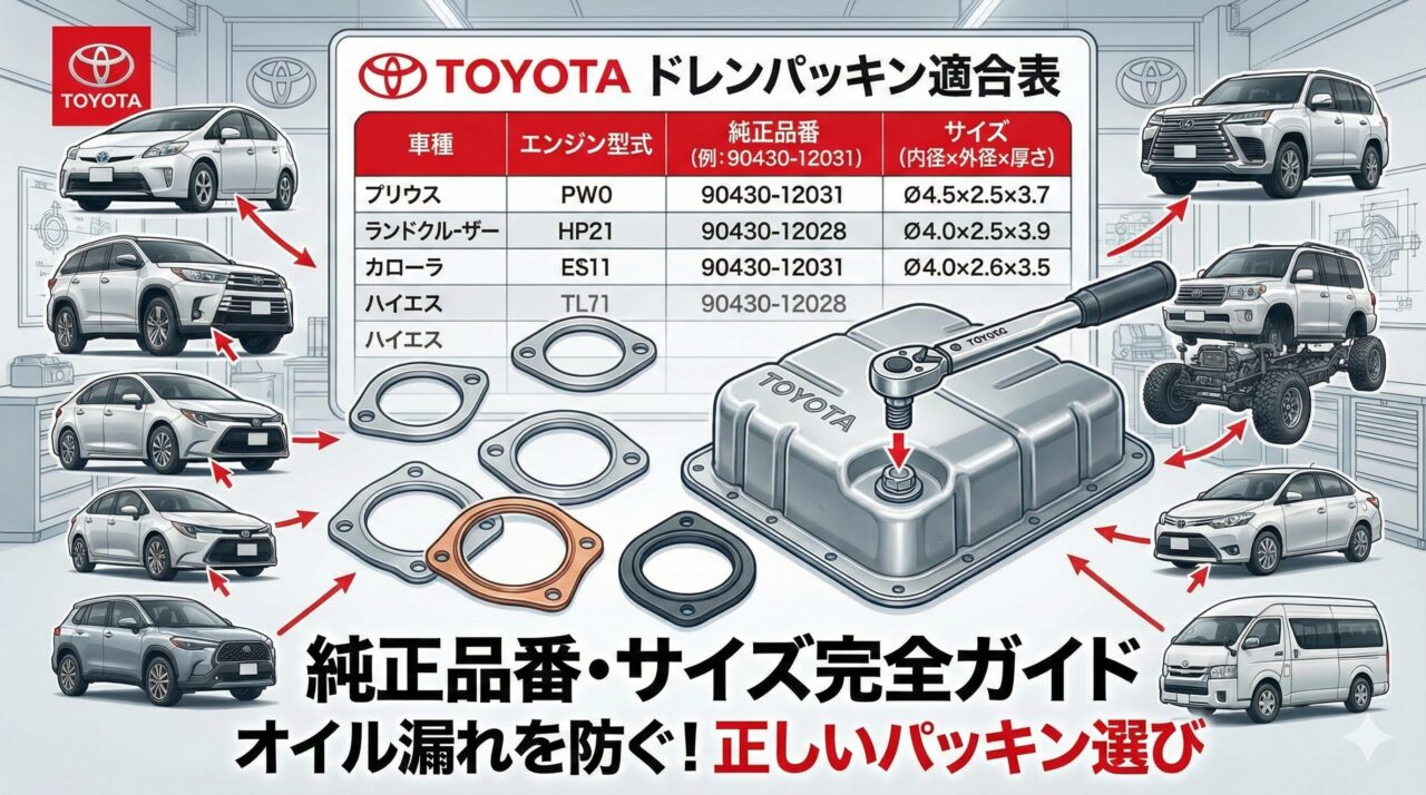 トヨタ ドレンパッキン適合表｜純正品番・サイズ完全ガイド