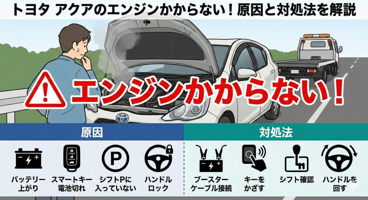 トヨタ アクアのエンジンかからない！原因と対処法を解説