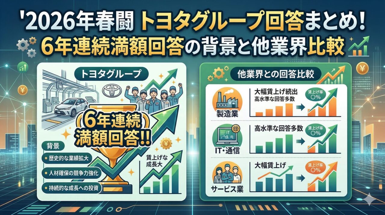 2026年春闘でトヨタグループの回答まとめ！6年連続満額の背景と他業界比較