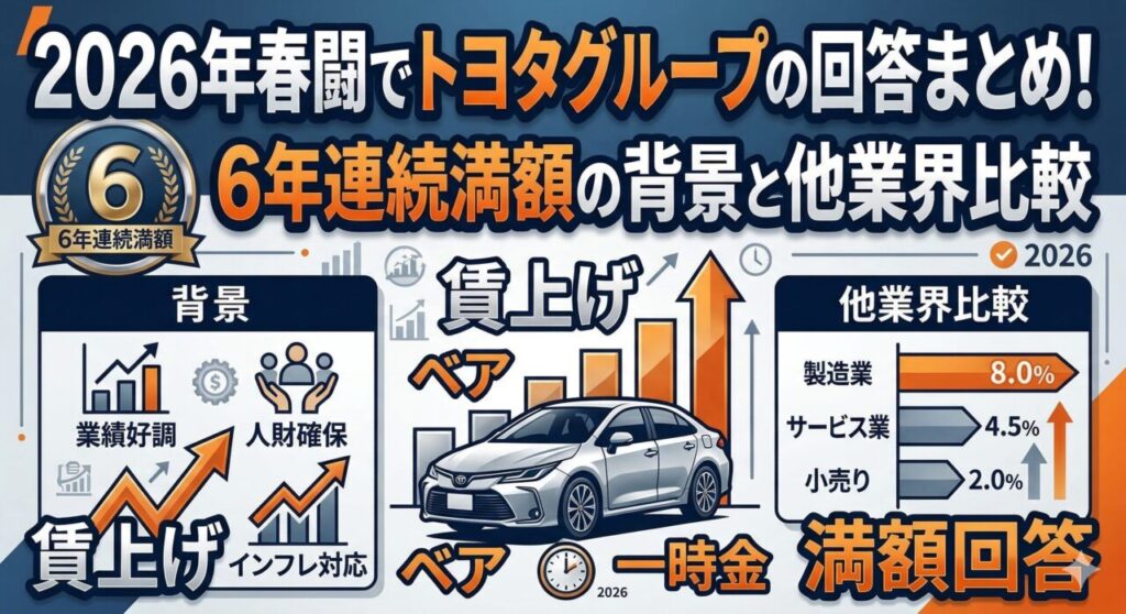 2026年春闘でトヨタグループの回答まとめ！6年連続満額の背景と他業界比較