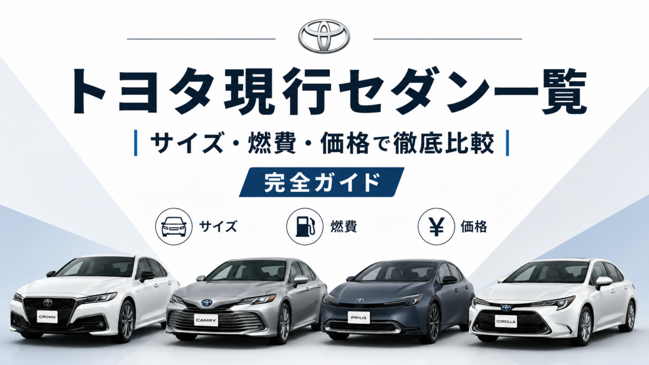 トヨタ現行セダン一覧をサイズ・燃費・価格で比較できる完全ガイドのアイキャッチ画像